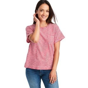 Vineyard Vines Women’s Striped Boxy Pocket Tee Shirt Red and White Size XS